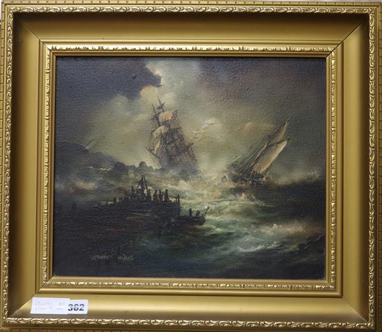 Graham Hedges Shipwreck off the coast 12 x 14.5in.